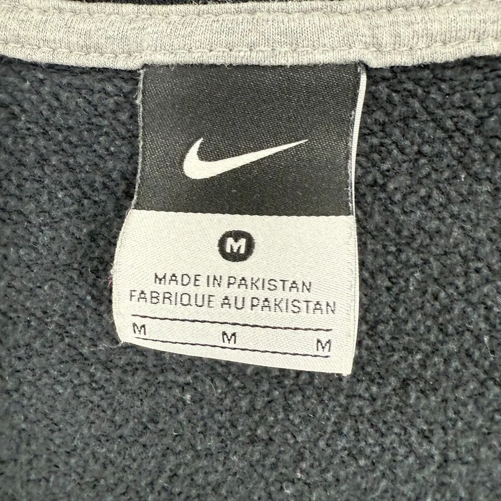 Nike Men's M Full Zip Fleece Jacket 349146-010 Black Athletic White Swoosh Y2K‎
